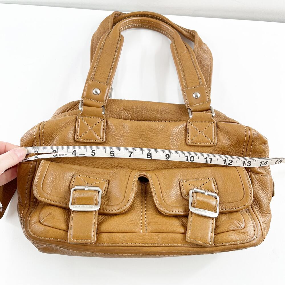 Michael Kors Leather Satchel Bowler Purse Handbag Bag Brown Cognac - Picture 9 of 9
